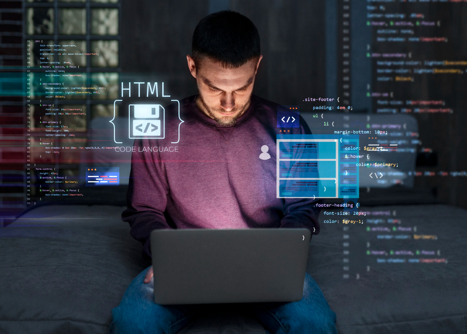 Mobile app and website development team working on project